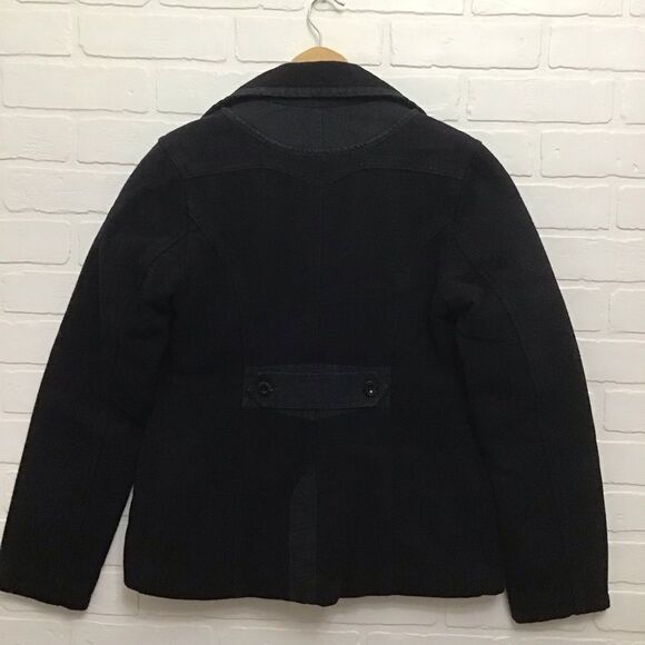 NWT Y2K REPLAY jacket pea coat navy blue wool & cotton 50% wool 50% cotton small - Picture 4 of 16